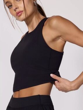 Velocity Black Rib Seamless Crop Tank